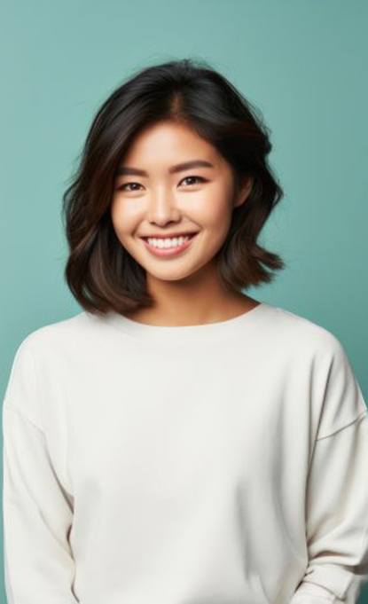 Portrait of young smiling woman with nice teeth