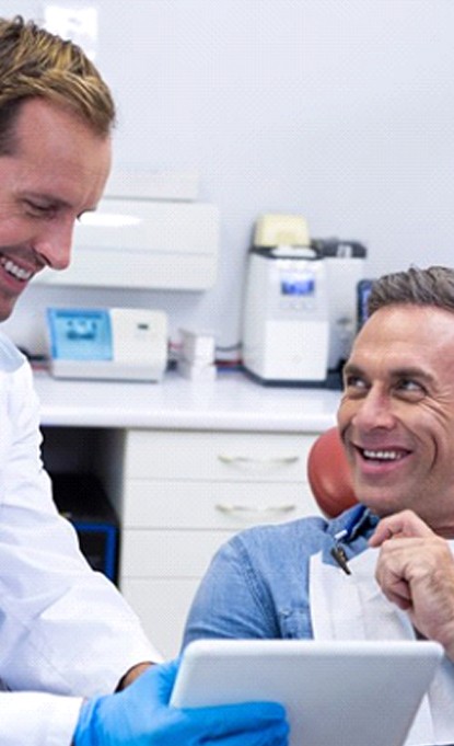 Patient at dentist for dental crown in Denver
