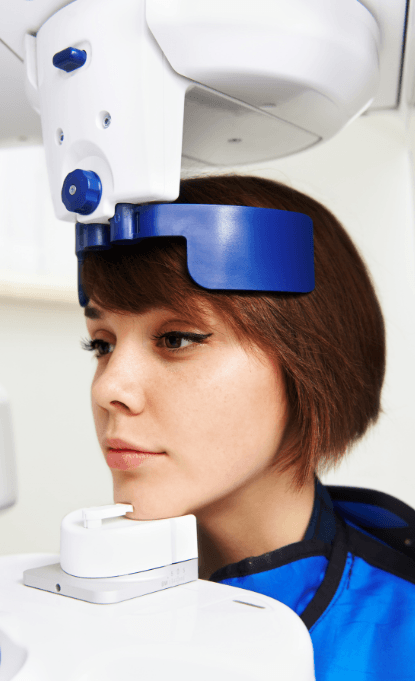 Woman receiving 3 D C T digital x-rays